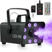 Kailwokk Fog Machine, 500W Smoke Machine with 13 Colorful LED Lights, Wireless Remote Control, Outdoo \u0026 Indoor Fogger for Party Disco Wedding Stage
